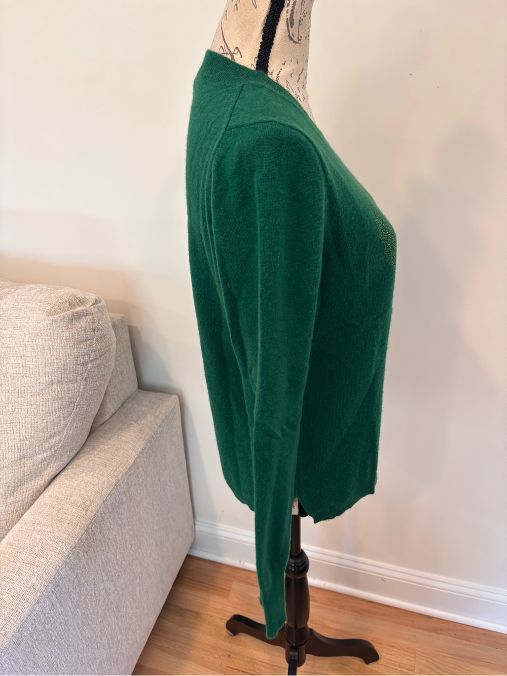 J.Crew Cashmere Crewneck Sweater Lurex® Metallic Heart in Autumn Pine Sparkle M - Picture 4 of 7
